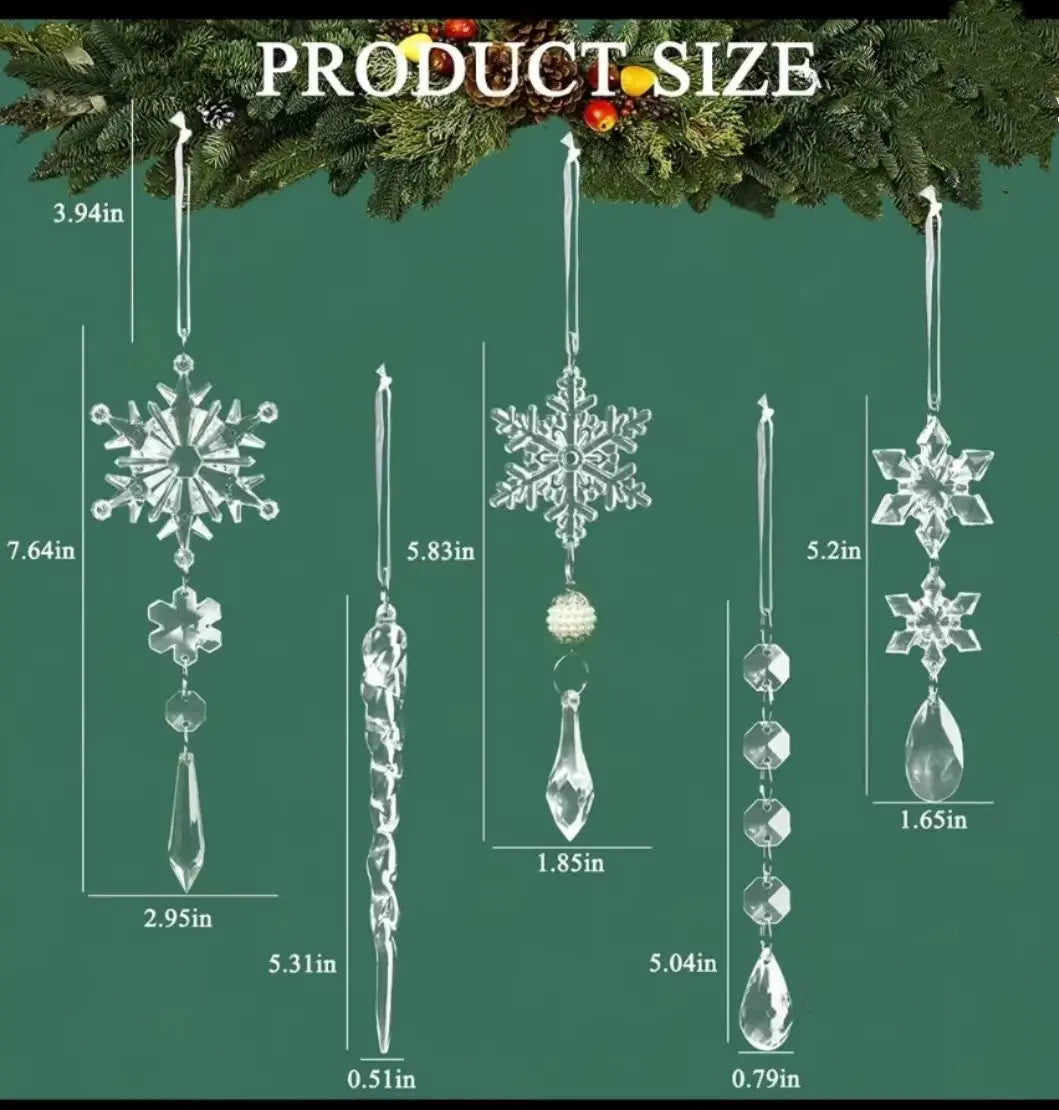 10pcs Christmas Tree Hanging Pendants Acrylic Ice Strip Snow Ceiling Xmas Ornaments New Year Christmas Decoration Home Decor samsegir