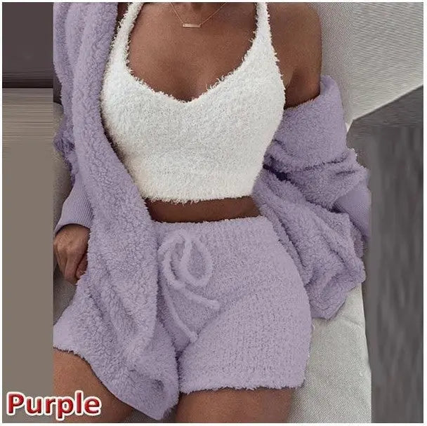 3 Pieces Of Fashionable Ladies Plush Home Clothes samsegir