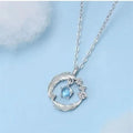 925 Silver Plated  Feather Shape Pendant Necklace Moonstone Round Bead Jewelry Choker Gift samsegir