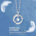 925 Silver Plated  Feather Shape Pendant Necklace Moonstone Round Bead Jewelry Choker Gift samsegir