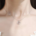 925 Silver Plated  Feather Shape Pendant Necklace Moonstone Round Bead Jewelry Choker Gift samsegir