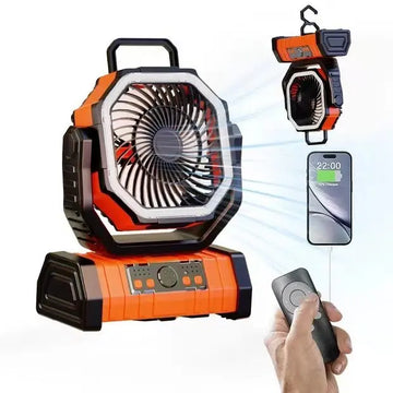 Camping Fan Outdoor Fan Light Household Fan Mobile Phone Charging Treasure LED Light Double Hook Camping Fan onsam