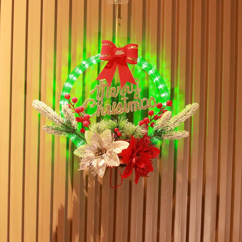 Christmas 30CM Luminous Garland Door Hanging Christmas Decorations samsegir