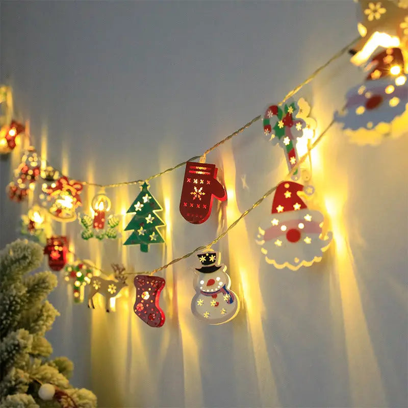 Christmas LED Light String Santa Claus Elk Snowman Xmas Ornament String Light Christmas Decorations New Year Navidad Gift samsegir