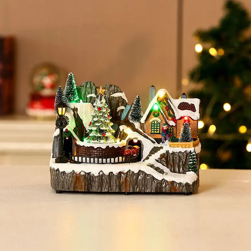 Christmas Rotating Resin Luminous Music Box Ornaments samsegir