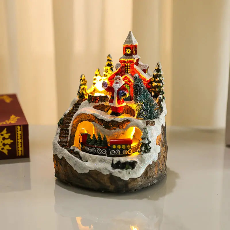 Christmas Rotating Resin Luminous Music Box Ornaments samsegir