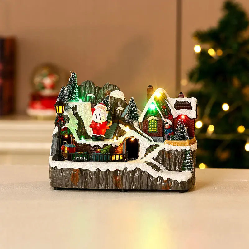 Christmas Rotating Resin Luminous Music Box Ornaments samsegir