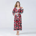 Christmas Sleepwear Women Fleece Hooded Bathrobe Plush Long Robe Winter samsegir