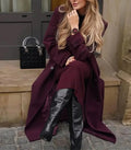 Fashion Lapel Woolen Coat With Belt Winter Double-breasted Trench Long Jacket For Women Clothing samsegir