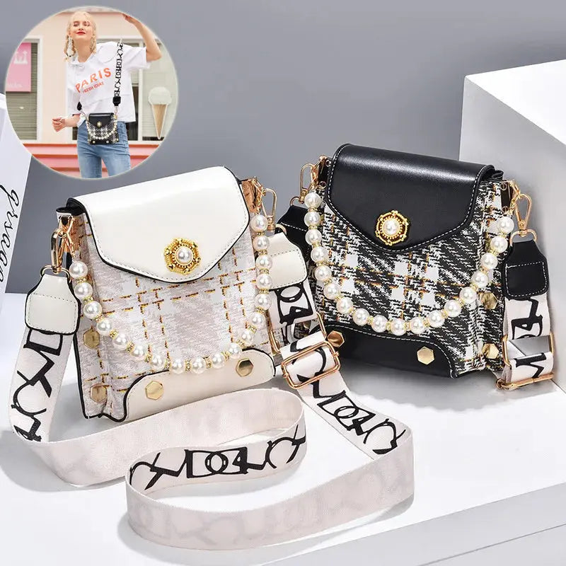 Fashion Women'S Crossbody Bag Girl'S Cute Princess Wallet Classic Shoulder Bag Summer Pearl Chain Phone Bag - onsam