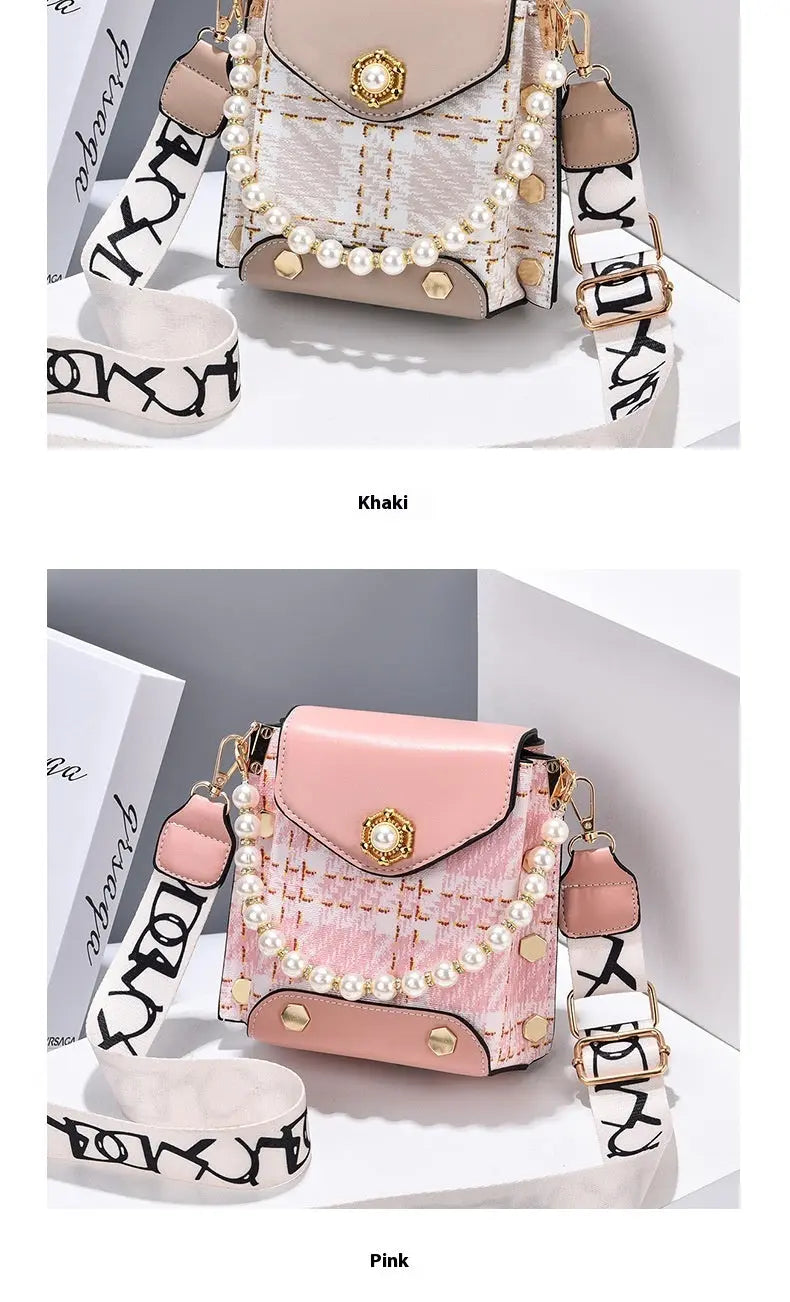 Fashion Women'S Crossbody Bag Girl'S Cute Princess Wallet Classic Shoulder Bag Summer Pearl Chain Phone Bag samsegir