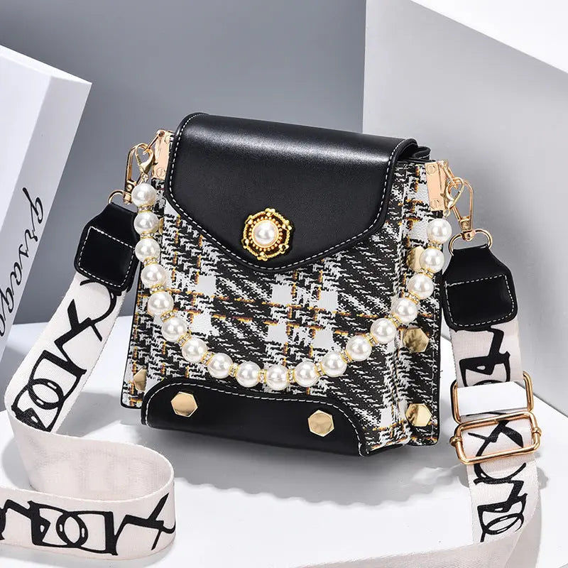 Fashion Women'S Crossbody Bag Girl'S Cute Princess Wallet Classic Shoulder Bag Summer Pearl Chain Phone Bag samsegir