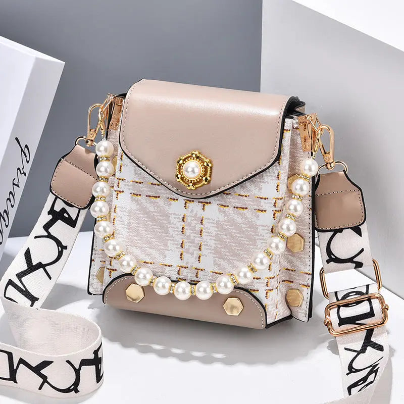 Fashion Women'S Crossbody Bag Girl'S Cute Princess Wallet Classic Shoulder Bag Summer Pearl Chain Phone Bag samsegir