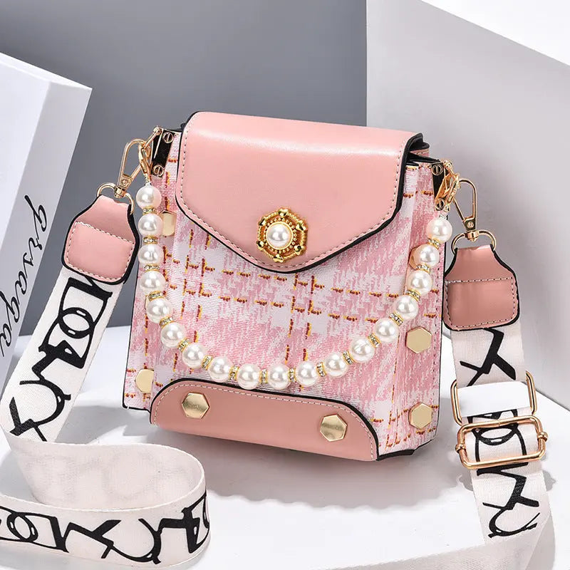 Fashion Women'S Crossbody Bag Girl'S Cute Princess Wallet Classic Shoulder Bag Summer Pearl Chain Phone Bag samsegir