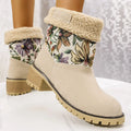 Flowers Embroidered Snow Boots Ethnic Style Platform Thick Square Heel Mid-tube Boot Winter Warm Cotton Shoes For Women samsegir