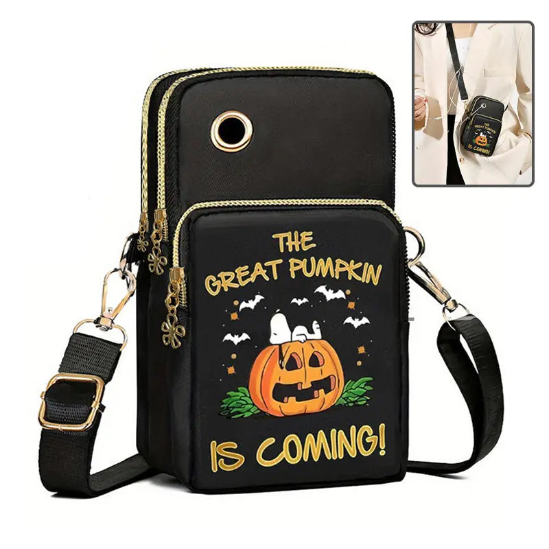 Halloween Pumpkin Pattern Phone Bag Coin Wallet Cute Mini Crossbody Shoulder Bags For Kids Women samsegir