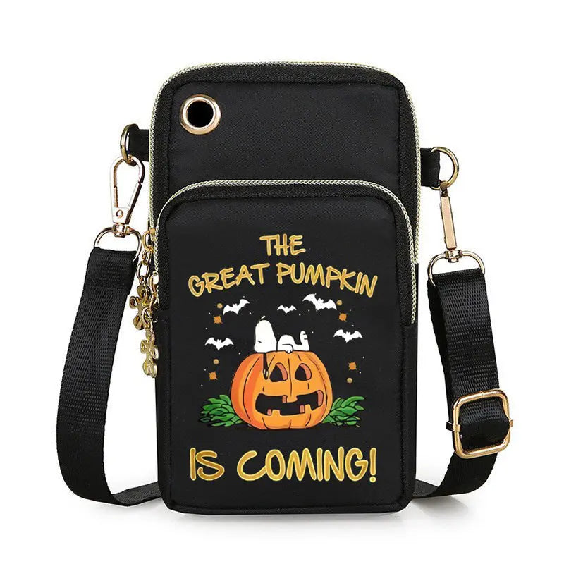 Halloween Pumpkin Pattern Phone Bag Coin Wallet Cute Mini Crossbody Shoulder Bags For Kids Women samsegir