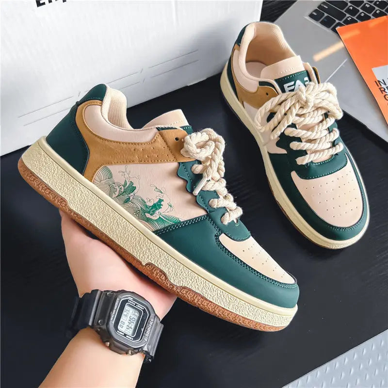 Lace-up Casual Shoes Men Soft Thick Sole Fashion Comfortable Breathable Flats Sneakers Student Platform Outdoor Walking Shoes samsegir