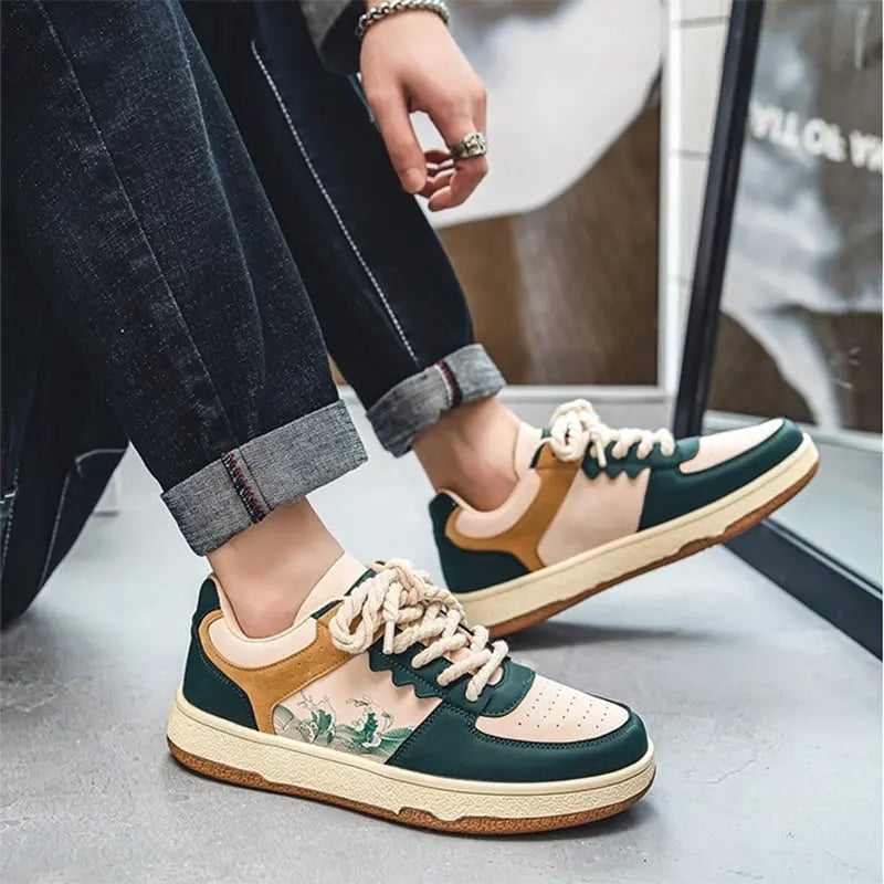 Lace-up Casual Shoes Men Soft Thick Sole Fashion Comfortable Breathable Flats Sneakers Student Platform Outdoor Walking Shoes samsegir