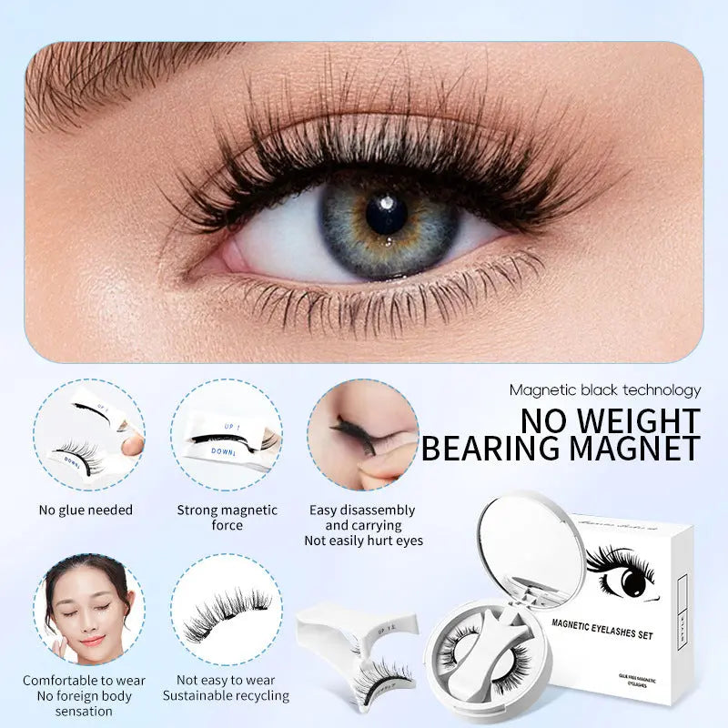 Magnetic False Eyelashes Integrated Storage Box Glue-free Magnet False Eyelashes Natural Makeup Tools With Applicater samsegir