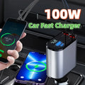 Metal Car Charger 100W Super Fast Charging Car Cigarette Lighter USB And TYPE-C Adapter samsegir