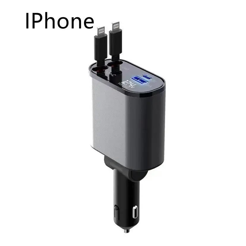 Metal Car Charger 100W Super Fast Charging Car Cigarette Lighter USB And TYPE-C Adapter samsegir