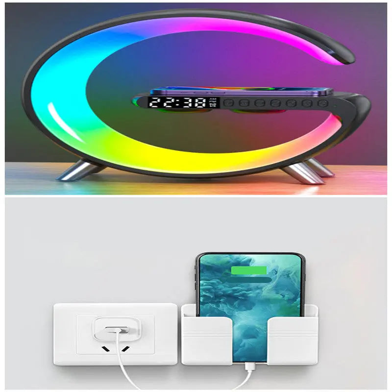 New Intelligent G Shaped LED Lamp Bluetooth Speake Wireless Charger Atmosphere Lamp App Control For Bedroom Home Decor samsegir