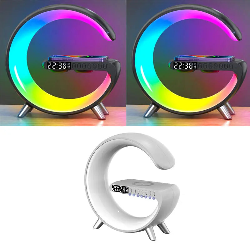 New Intelligent G Shaped LED Lamp Bluetooth Speake Wireless Charger Atmosphere Lamp App Control For Bedroom Home Decor samsegir