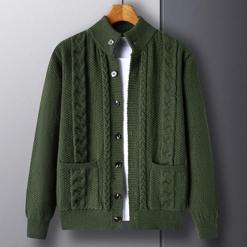 New Single-breasted Sweater With Pockets Fashion Jacquard Loose-fitting Cardigan Men Clothing samsegir