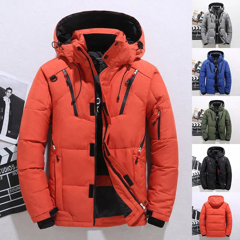 Outdoor Windproof Hooded Jacket Leisure Sports Coat With Pockets Warm Mens Clothing samsegir