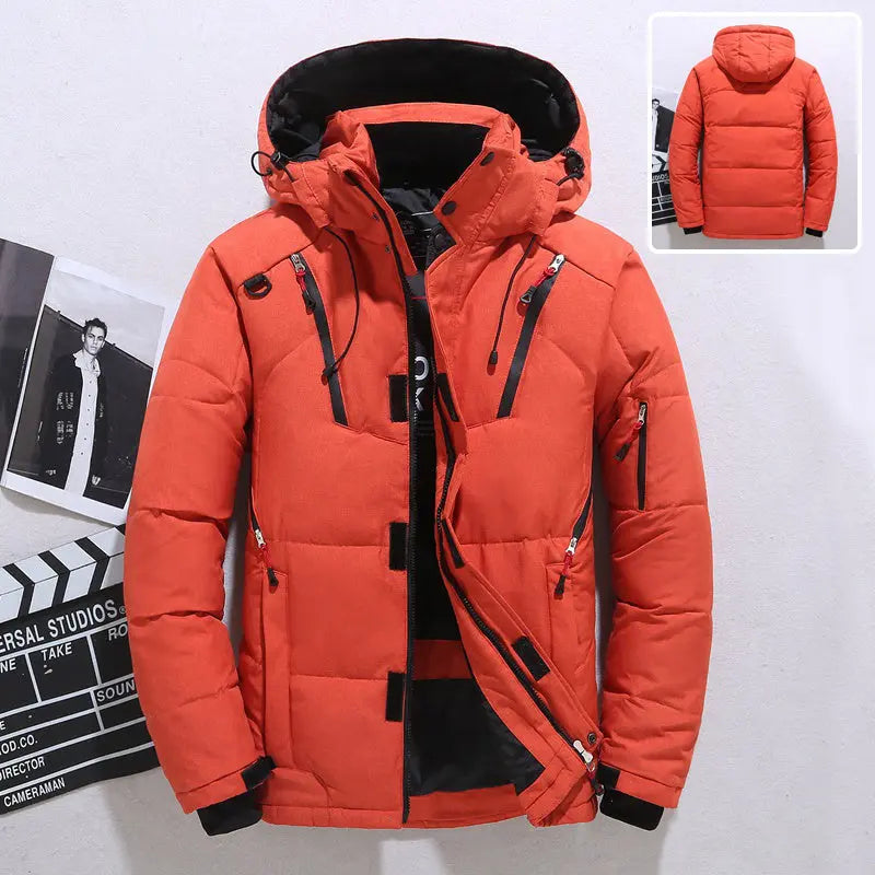 Outdoor Windproof Hooded Jacket Leisure Sports Coat With Pockets Warm Mens Clothing samsegir