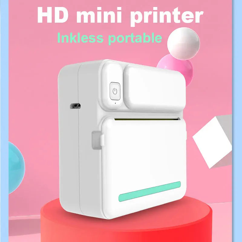 Portable Mini Printer HD Photo Pocket Thermal Label With White Color Adhesive Paper Wireless Bluetooth Learning Paper Mini Maker samsegir