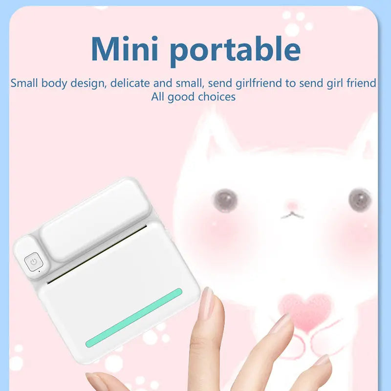 Portable Mini Printer HD Photo Pocket Thermal Label With White Color Adhesive Paper Wireless Bluetooth Learning Paper Mini Maker samsegir