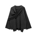 Solid Knitted Cardigan With Asymmetrical Scarf Design Fashion Short Coat Women Overcoat Jacket Winter samsegir