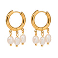 Stainless Steel Geometric Irregular Pearl Earrings samsegir