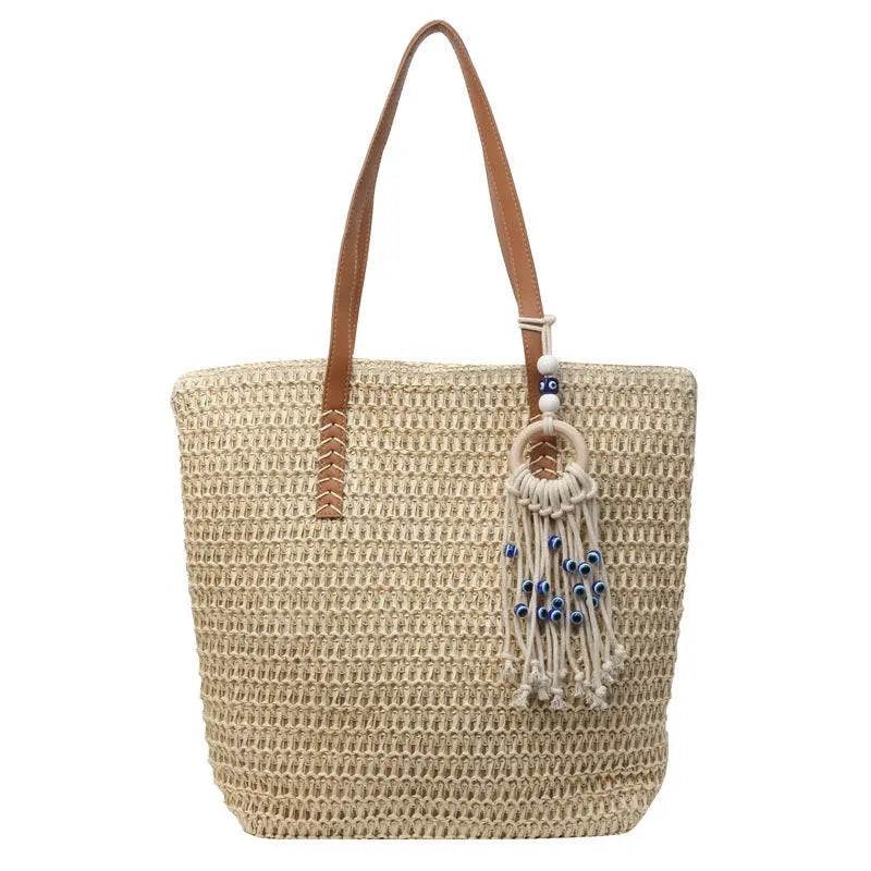 Straw Bag  Large-capacity Tote Bag All-match Seaside Shoulder Commuter Woven Bag onsam