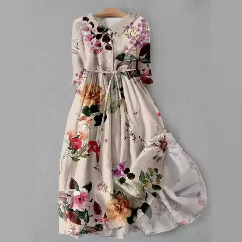 Women's Shirt Short Sleeved Floral Shirt Dress samsegir